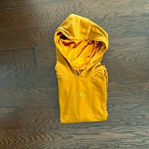 Kin Apparel - gold trim satin lined pullover hoodie - size S (runs a little big)